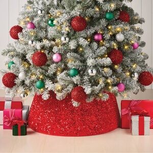 NWT Christmas Roll Up Sequin Collar Red - Wondershop™ Christmas Tree Skirt Red